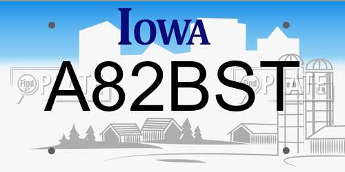 A82BST Iowa License Plate