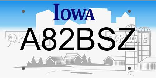 A82BSZ Iowa License Plate