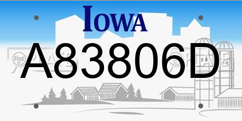A83806D Iowa License Plate