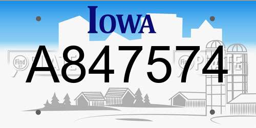 A847574 Iowa License Plate