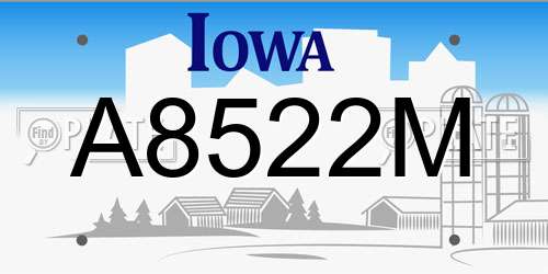 A8522M Iowa License Plate