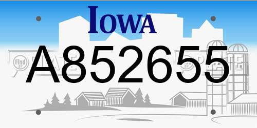A852655 Iowa License Plate