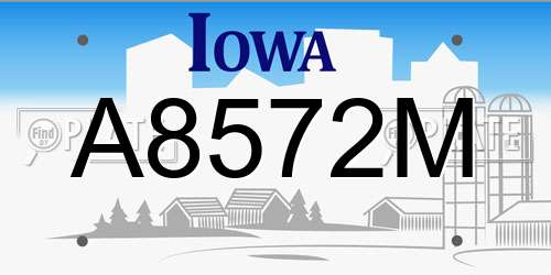 A8572M Iowa License Plate