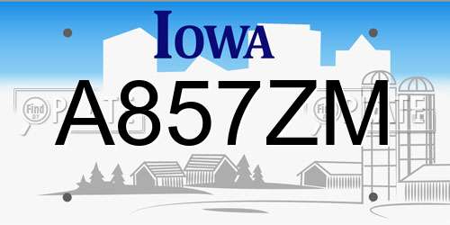 A857ZM Iowa License Plate