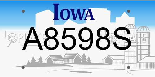 A8598S Iowa License Plate
