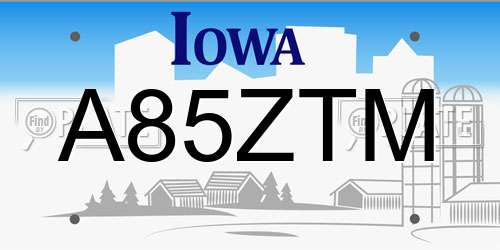 A85ZTM Iowa License Plate