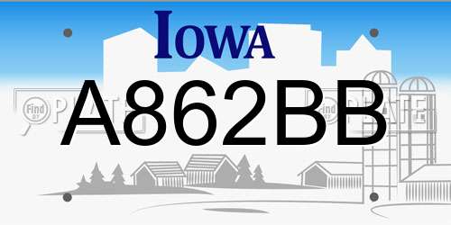 A862BB Iowa License Plate