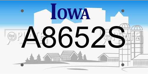 A8652S Iowa License Plate