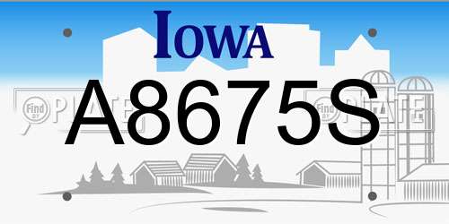 A8675S Iowa License Plate
