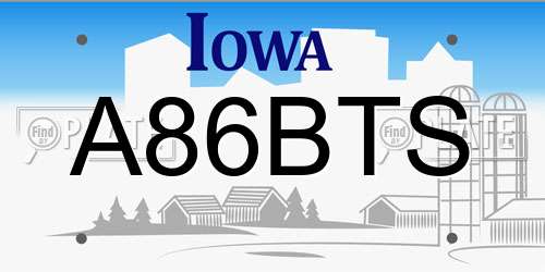 A86BTS Iowa License Plate