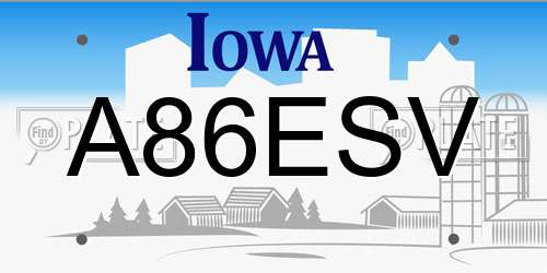 A86ESV Iowa License Plate