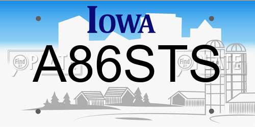 A86STS Iowa License Plate