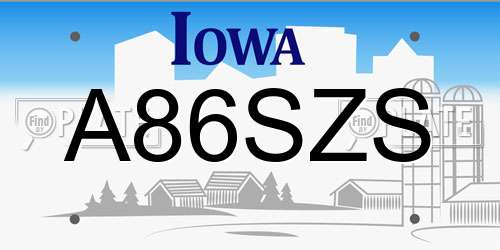 A86SZS Iowa License Plate