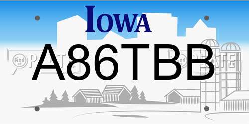 A86TBB Iowa License Plate