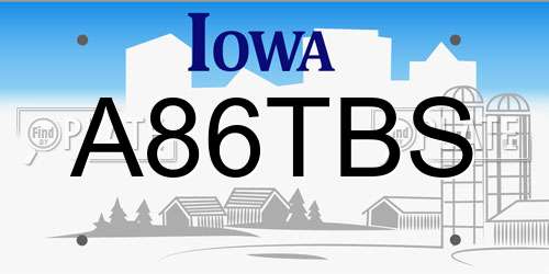 A86TBS Iowa License Plate