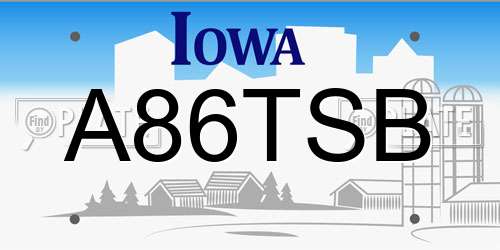 A86TSB Iowa License Plate