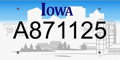 A871125 Iowa License Plate