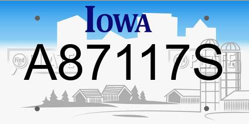 A87117S Iowa License Plate
