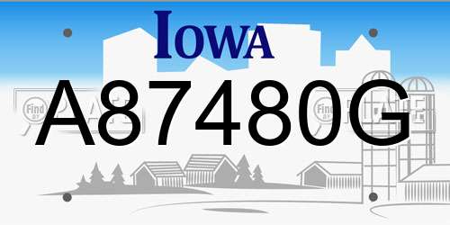 A87480G Iowa License Plate
