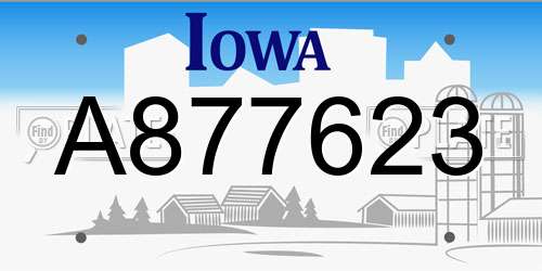 A877623 Iowa License Plate
