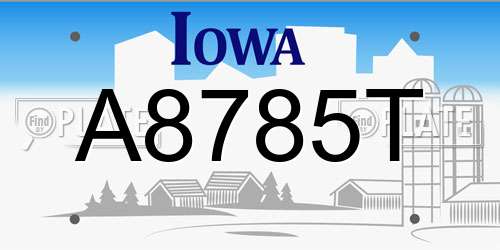 A8785T Iowa License Plate