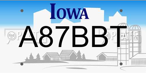 A87BBT Iowa License Plate