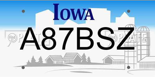 A87BSZ Iowa License Plate