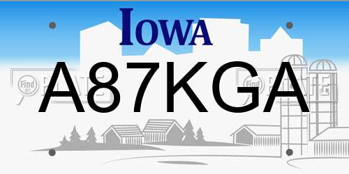 A87KGA Iowa License Plate