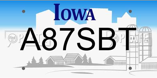 A87SBT Iowa License Plate