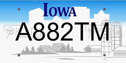 A882TM Iowa License Plate