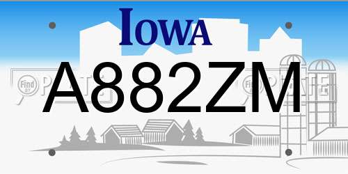 A882ZM Iowa License Plate