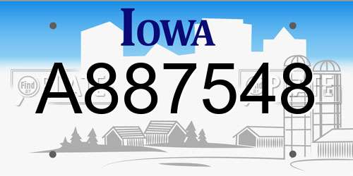 A887548 Iowa License Plate