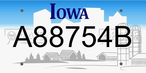 A88754B Iowa License Plate