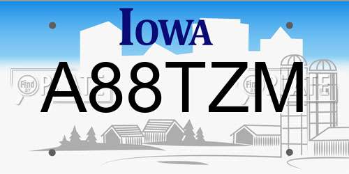 A88TZM Iowa License Plate