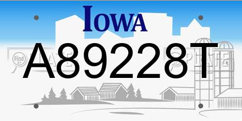 A89228T Iowa License Plate