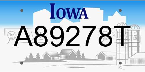 A89278T Iowa License Plate