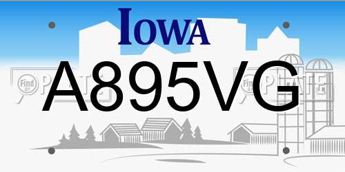 A895VG Iowa License Plate