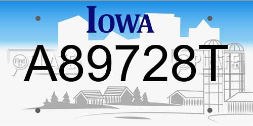 A89728T Iowa License Plate