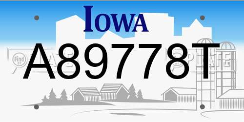 A89778T Iowa License Plate