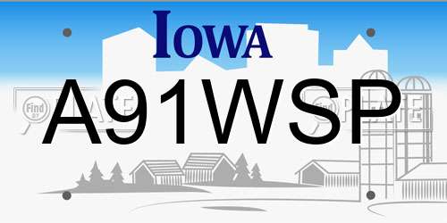 A91WSP Iowa License Plate
