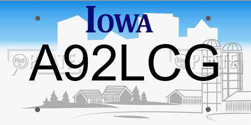 A92LCG Iowa License Plate