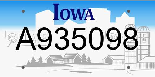 A935098 Iowa License Plate