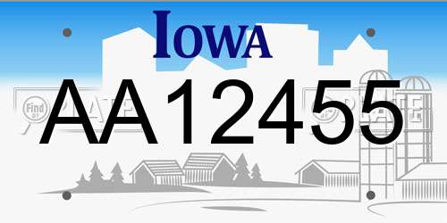 AA12455 Iowa License Plate
