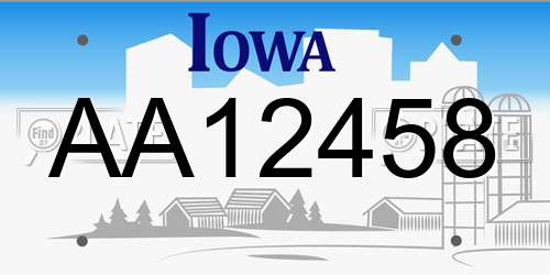 AA12458 Iowa License Plate