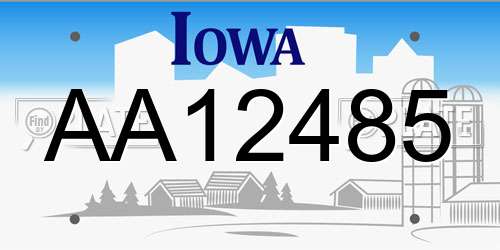AA12485 Iowa License Plate