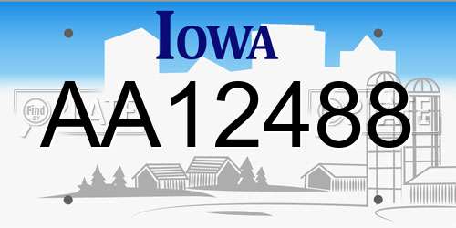 AA12488 Iowa License Plate