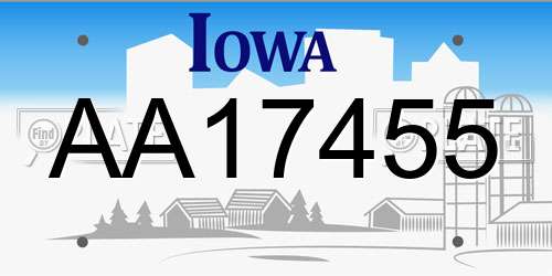 AA17455 Iowa License Plate