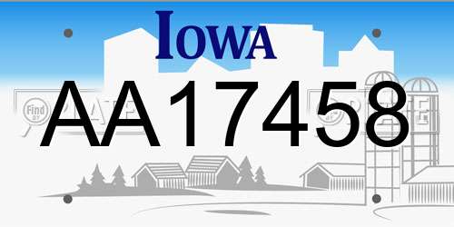 AA17458 Iowa License Plate