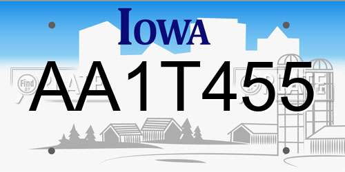 AA1T455 Iowa License Plate