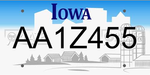 AA1Z455 Iowa License Plate